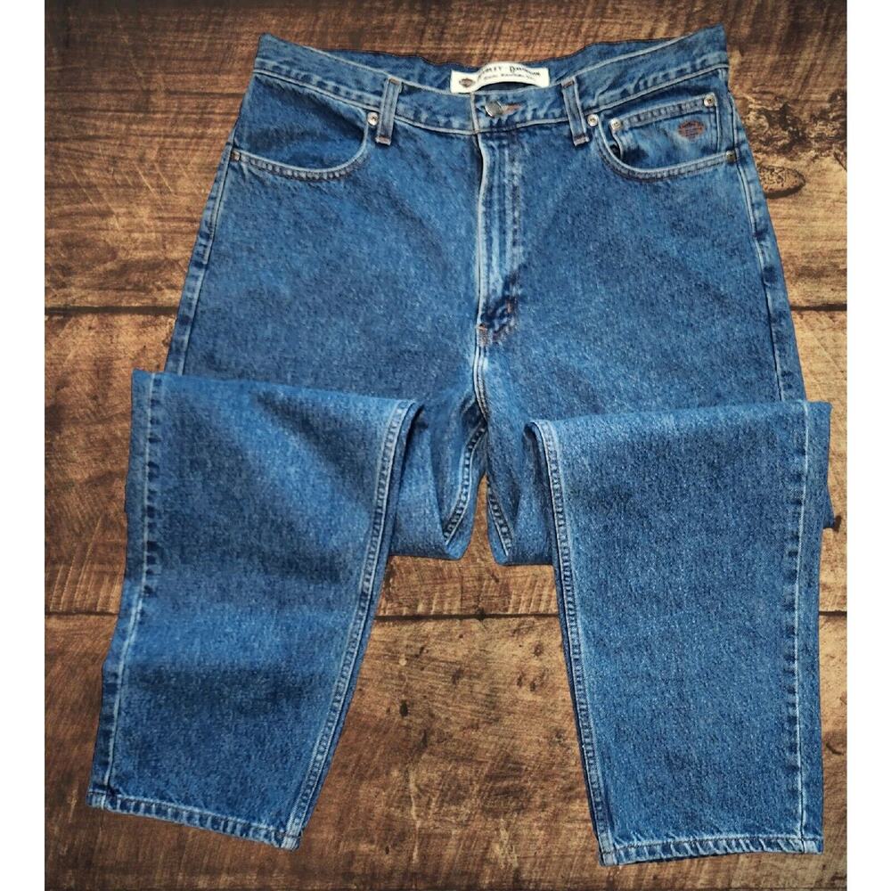 Harley-Davidson Straight Leg Dark Wash Denim Jeans Size (36Wx30L) RN 103819